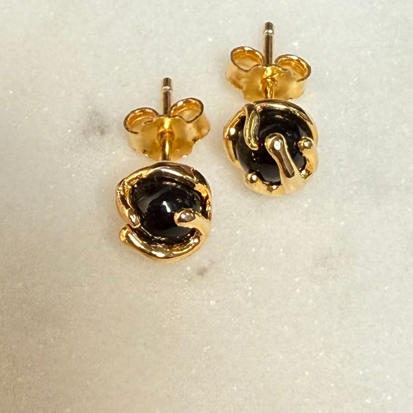 18K Gold Vermeil Black Onyx Earrings – No. 1010