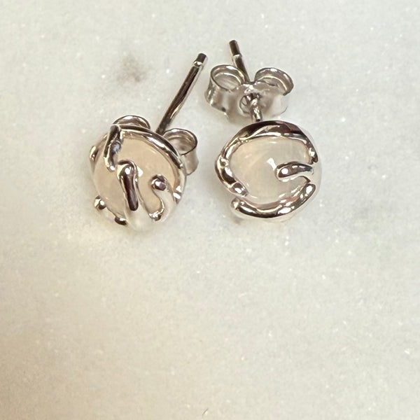 Sterling Silver White Agate Earrings – No. 1010