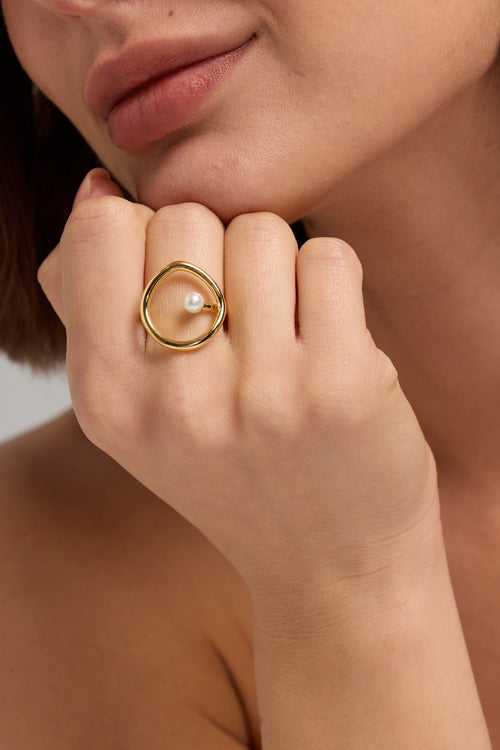 18K Gold Vermeil Freshwater Pearl Ring – No. 1079