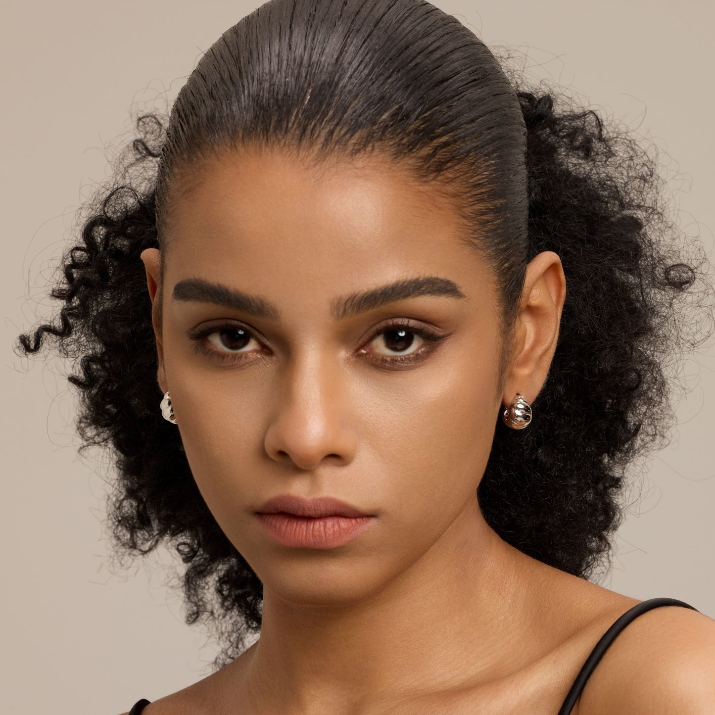 Silver Croissant Hoop Earrings