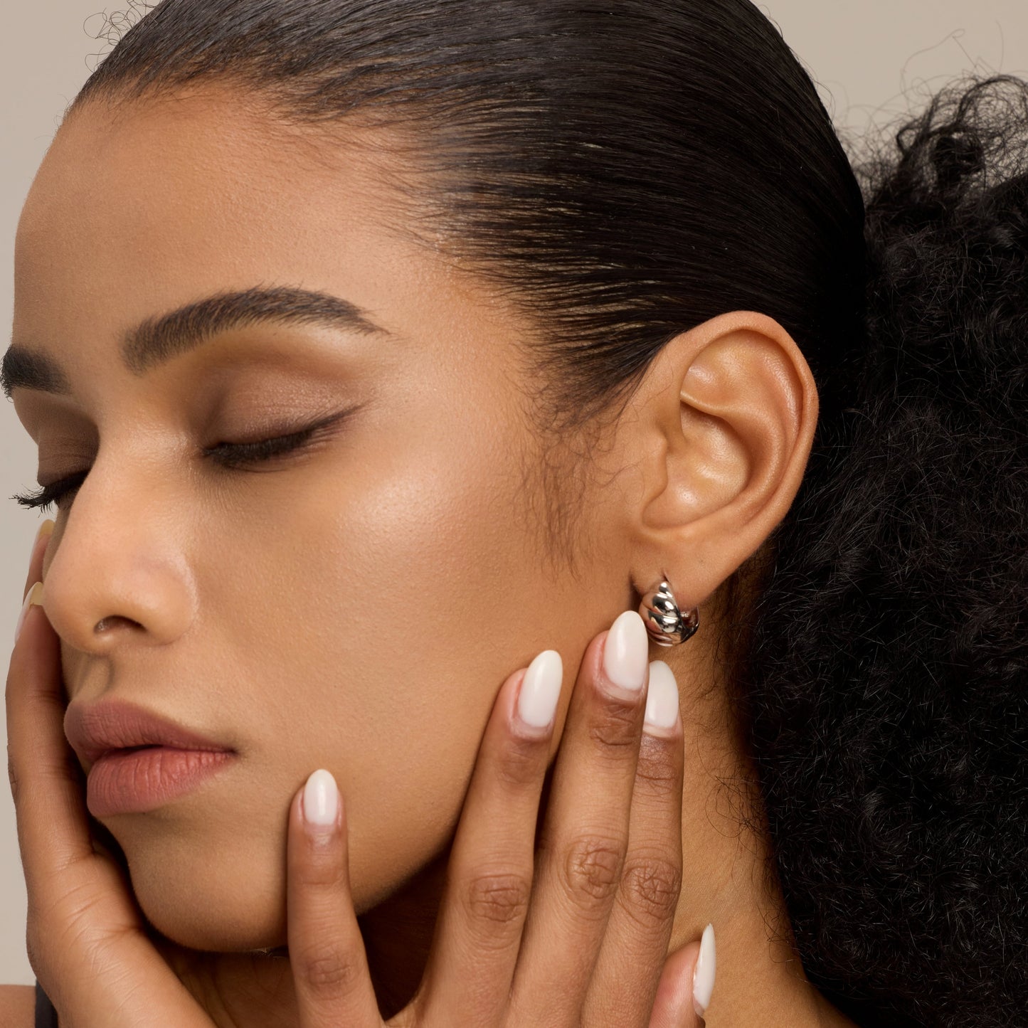 Silver Croissant Hoop Earrings