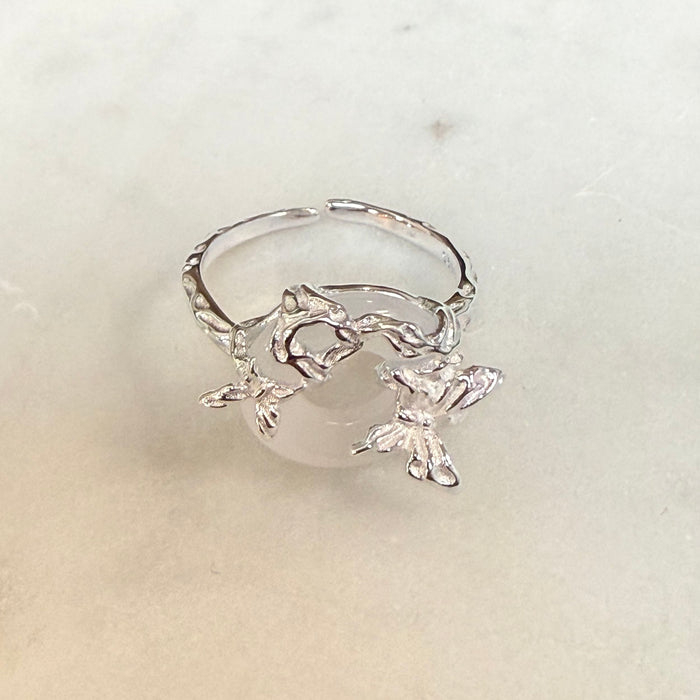 Sterling Silver White Jade Ring – No. 1038