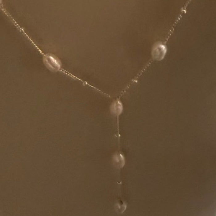 Sterling Silver Freshwater Pearl Chain Necklace – No. 1006