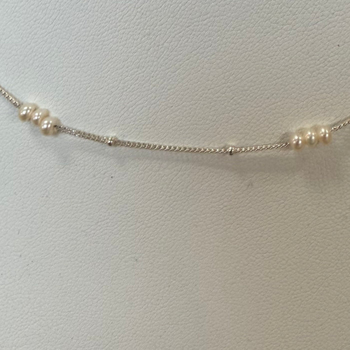 Sterling Silver Freshwater Pearl Chain Necklace – No. 1007